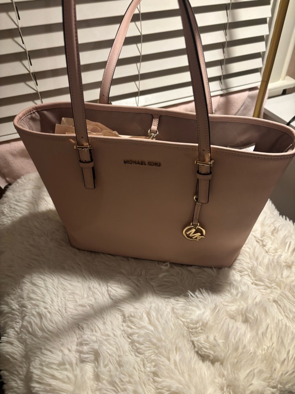 Michael Kors Blush Tote with Gold Logo Charm